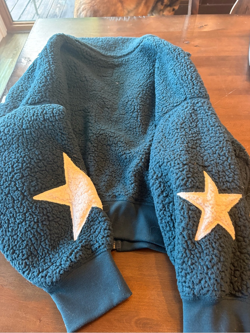 SO Dark Teal Sherpa Jacket with White Star Appliqués - Picture 3 of 3